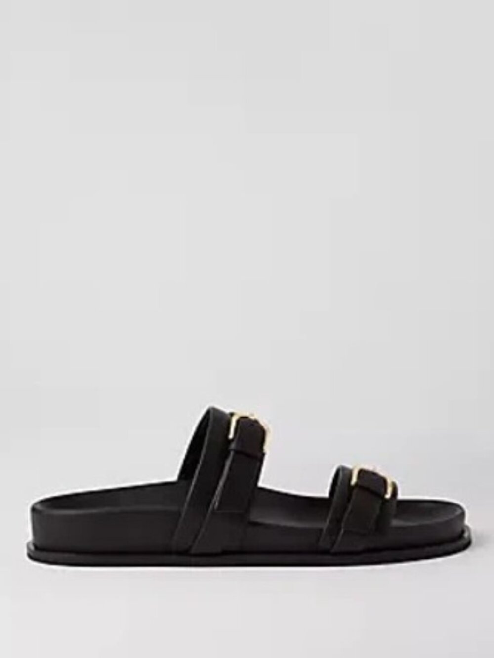Ann Taylor Buckle Leather Sandals In Black 8.5 NWOT